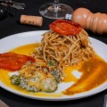 Spaguetti ao Pesto de Rúcula e Tomate Seco
