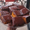 Slice of carrot cake with chocolate